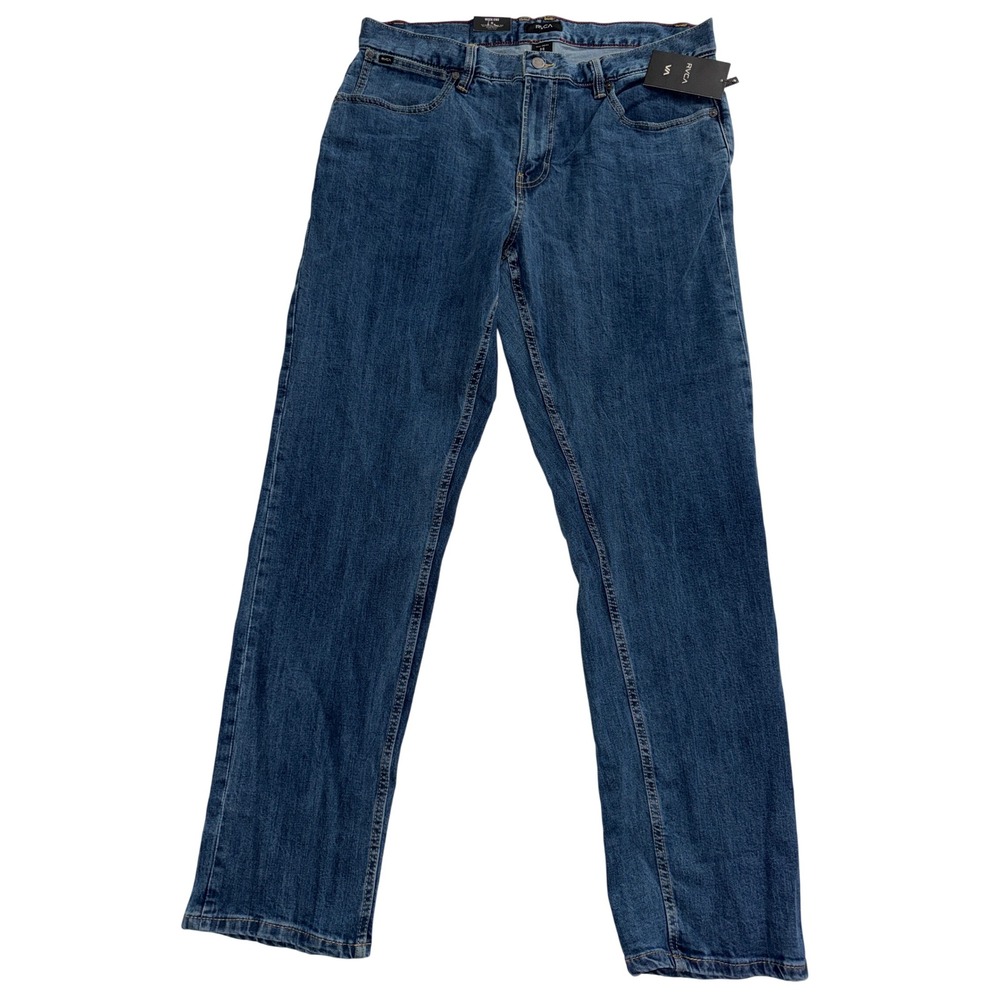 RVCA Week-End Straight Fit Jeans Mens 36x33 Medium Wash Stretch Denim AVYDP00110